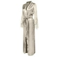 thumbnail image 3 of Abomasnow Silk Robes for Women Sexy Kimono Lingerie Lace Long Sleeve Silk Bathrobe Oversized Pajamas Casual Loungewear with Belt, 3 of 8