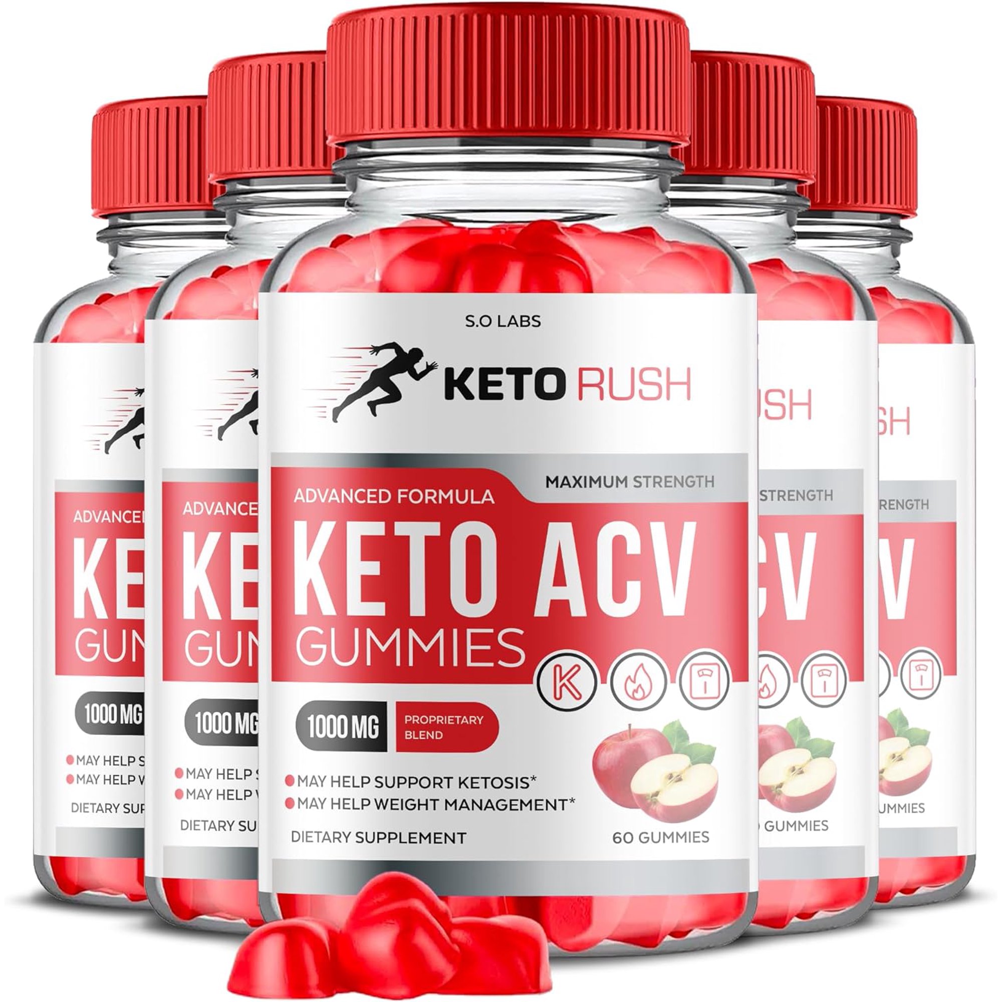 (5 Pack) Keto Rush Keto ACV Gummies - Apple Cider Vinegar Supplement for Weight Loss - Energy & Focus Boosting Dietary Supplements for Weight Management & Metabolism - Fat Burn - 300 Gummies