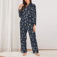 thumbnail image 2 of Yiaed Sailboat And Seagull Print Pajamas Women's Long Sleeve Sleepwear Soft Button Down Loungewear Pjs Lounge Set Nightwear Womens Pajama Pants-Small, 2 of 7