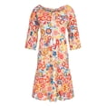 thumbnail image 4 of Jienlioq Robe Formelle pour Femmes Robe Ample à Imprimé Floral Manches Trois-Quarts Mini Robe d'Été, 4 of 9