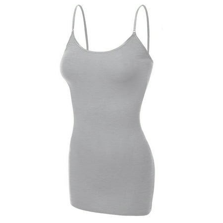 Essential Basic Clothing Women's Basic Casual Plain Long Camisole Cami Top Tank