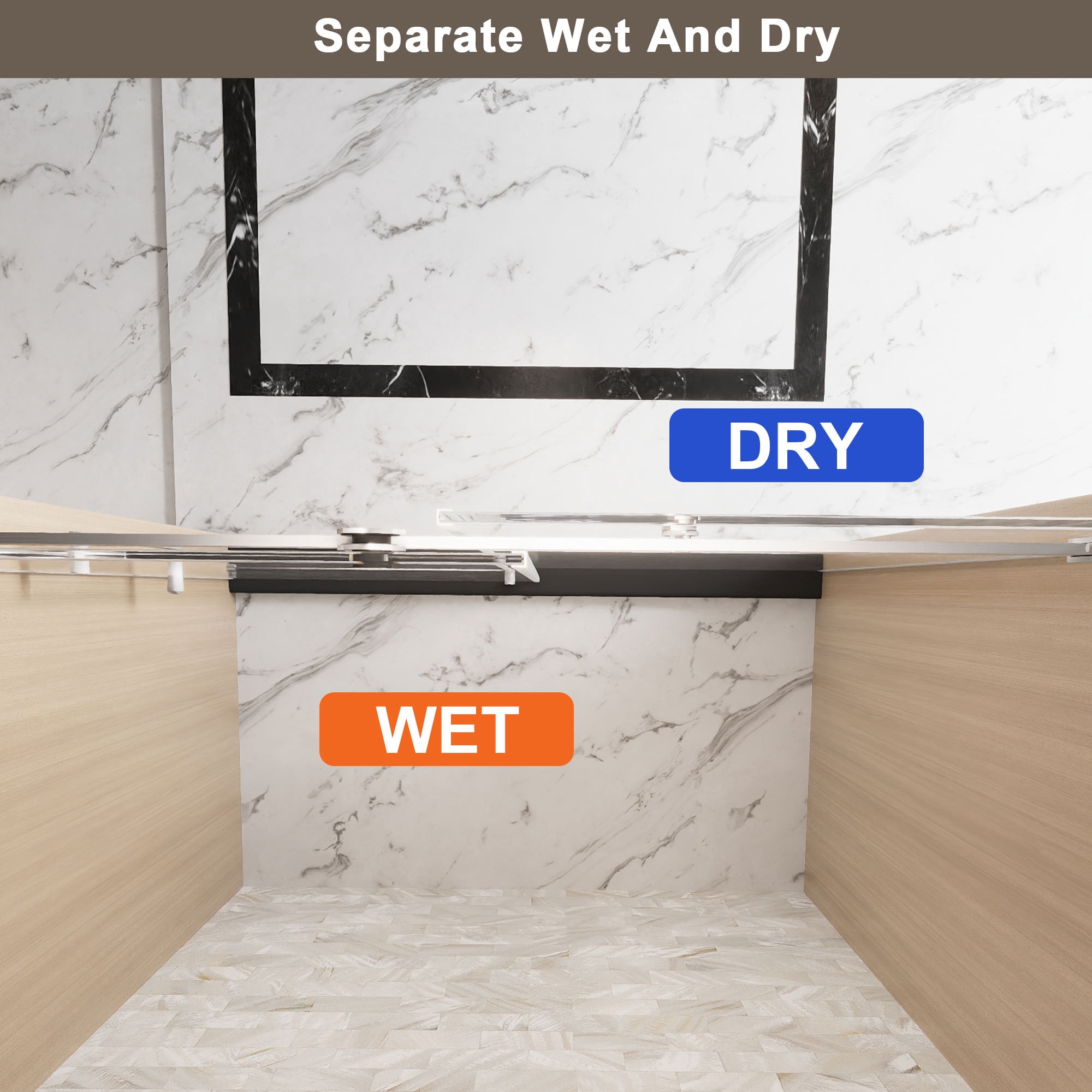 Leumius 56-60"W x 76" H Frameless Single Sliding Shower Door, 1/4\" Clear Tempered Glass, Stainless Steel Handle Square Tube Track Shower Door,Brushed Nickel