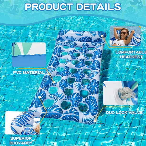 Colchón Inflable Piscina,Cama Flotante Inflable Piscina,Inflable Alfombra Flotante Colchón, Inflable Playa Piscina, para Actividades de Agua Al Aire Libre Verano (Azul Blanco Colchón Inflable Piscina,Cama Flotante Inflable Piscina,Inflable Alfombra Flotante Colchón, Inflable Playa Piscina, para Actividades de Agua Al Aire Libre Verano (Azul Blanco