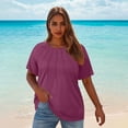 thumbnail image 2 of CHGBMOK Womens Tops Dressy Casual Pleated Tunic Shirts Summer Crew Neck Blouse,Sizes L-5XL, 2 of 6