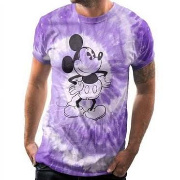 Disney Mickey Mouse Attitude Tie Dye Classic Vintage Disneyland World Mens Adult Graphic Tee T-Shirt Apparel (Small, Premium Violet Purple Spiral Wash)