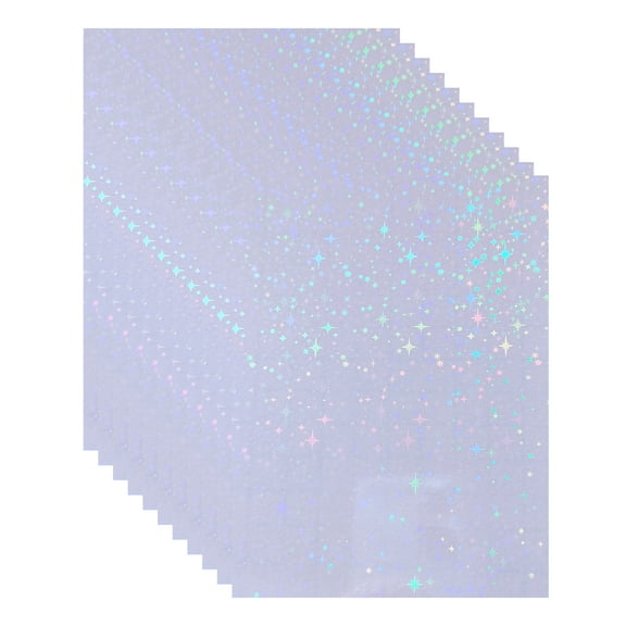 25 PCS Stars Holographic Sticker Paper Hearts Clear Holographic Cold Laminate Sheets Holographic Laminate Film