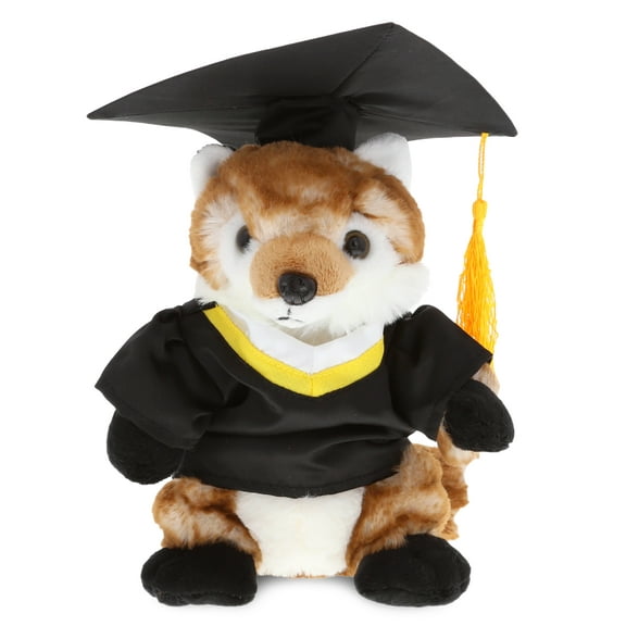 DolliBu Fox Graduation Plush Toy - Super Soft Graduation Stuffed Animal Dress Up with Gown & Cap with Tassel Outfit - Cute Congratulatory Graduation Gift - 9.5 Inches