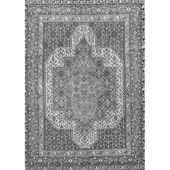 Ahgly Company Indoor Rectangle Medallion Gray Traditional Area Rugs, 8' x 12'