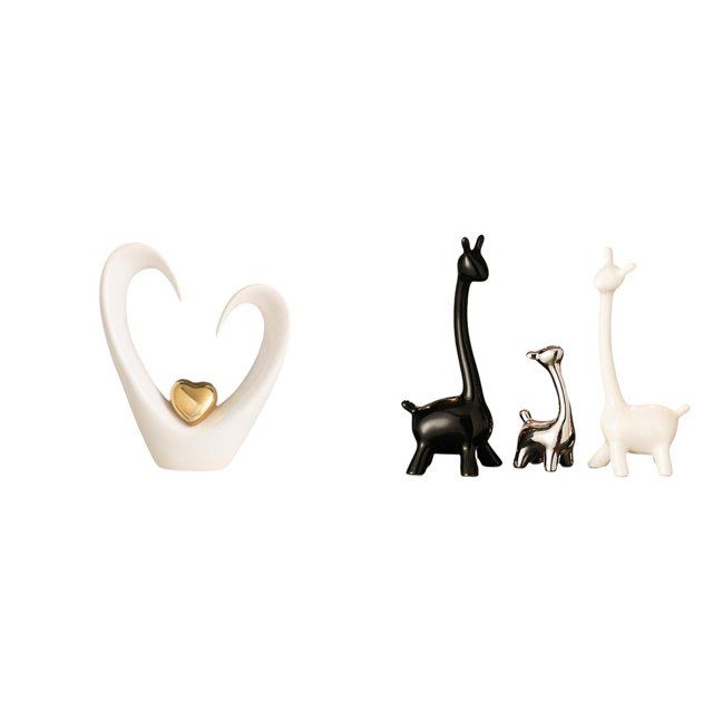 Figura decorativa de corazón para escritorio, estatua ornamental de ciervo, estatua de jirafa de cerámica, cerámica artística, moderna, creativa y min