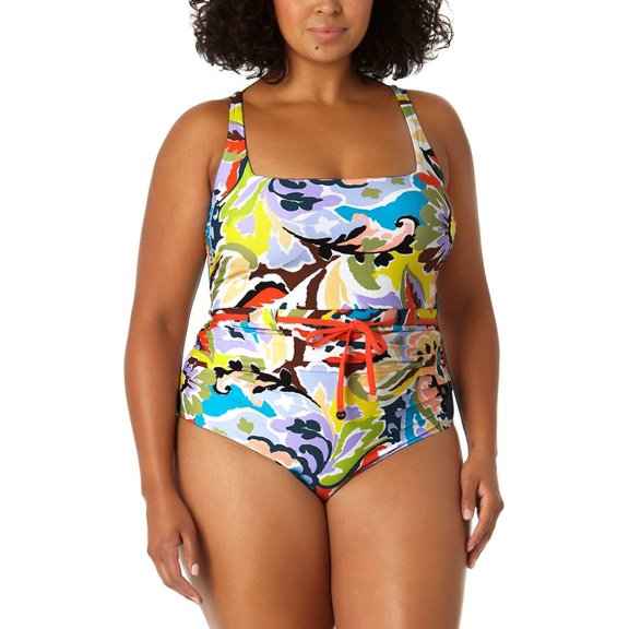 Anne Cole womens Belted Square Neck One-Piece, 22W