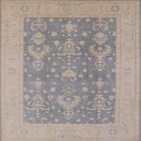 Ahgly Company Indoor Square Mid-Century Modern Gunmetal Gray Oriental Area Rugs, 4' Square