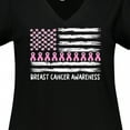 thumbnail image 4 of Inktastic Breast Cancer Awareness Pink Ribbons and Flag Women's Plus Size V-Neck T-Shirt, 4 of 5