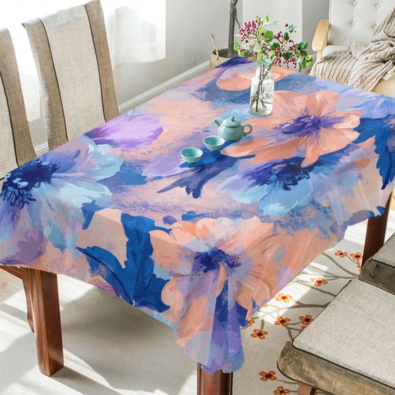BZSMCE Square Tablecloth Flowers Paintting Pattern Tableclothes