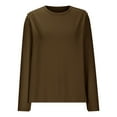 thumbnail image 7 of Casual Tops for Women Long Sleeve Basic T Shirts Patch Back Loose Round Neck Pullover Womens Going Out Top, Coffee, L, 7 of 7