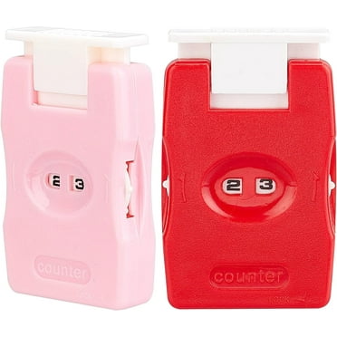 2 Pieces Knitting Stitch Counter Manual Finger Counter Knitting Crochet Notions Sale Mini Needle Marking Tool for Home Travel Use (Pink&Red)