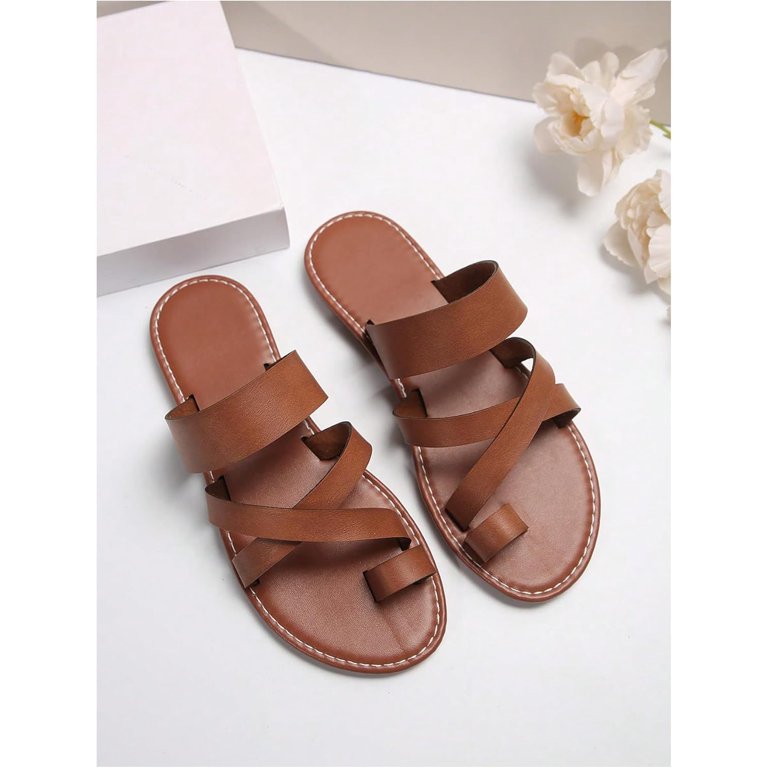 Women's Cross Strappy Leather Flats Sandal Cute Dressy Toe Women's Cross Strappy Leather Flats Sandal Cute Dressy Toe