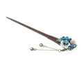 thumbnail image 5 of Women Wooden Hair Stick, Flower Pin, Rhinestone Hair Clip hair Chopsticks, with Blue, 5 of 8