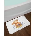 thumbnail image 2 of Bear Bath Mat, Teddy Bear Caught up in Rain with Rubber Boots Holding an Umbrella Cartoon, Non-Slip Plush Mat Bathroom Kitchen Laundry Room Decor, 29.5 X 17.5 Inches, Sand Brown Yellow Blue, Ambesonne, 2 of 2