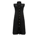 thumbnail image 1 of Vestido casual de punto Gibobby con Diseño de bolsillo y botones de un solo pecho cuello en V multicolor(Negro,CH), 1 of 4