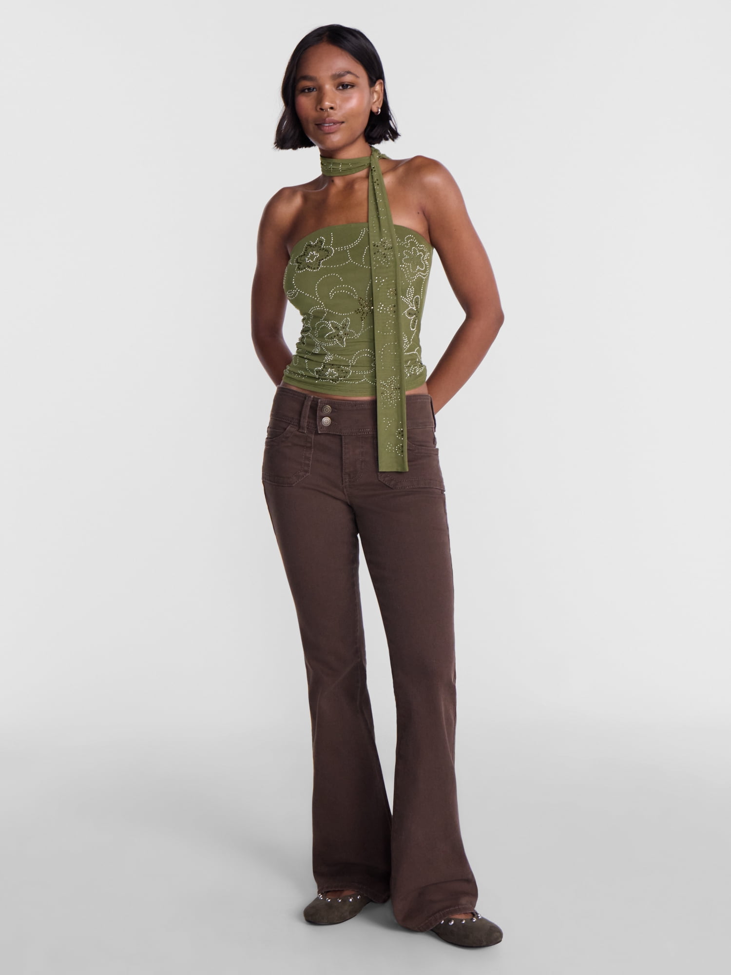 No Boundaries Embellished Tube Top with Scarf, Women’s XXS-XXL