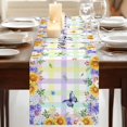thumbnail image 3 of Table Runners 90 Inches Long Dress Scarves, Spring Wildflowers Farmhouse Coffee/Dining/Kitchen Table Runner for Living Room, Watercolor Floral Leaf Colorful Plaid 13x90 Inch, 3 of 9