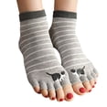 thumbnail image 4 of JUUNthy Womens Open Toe Socks, Cute Soft Cotton Comfort Crew Cut Five Finger Ankle Socks Beige, 4 of 12