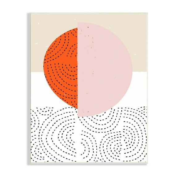 Stupell Industries Asymmetrical Sun Horizon Geometric Abstraction Dotted Lines Abstract Painting Unframed Art Print Wall Art, 10 x 15