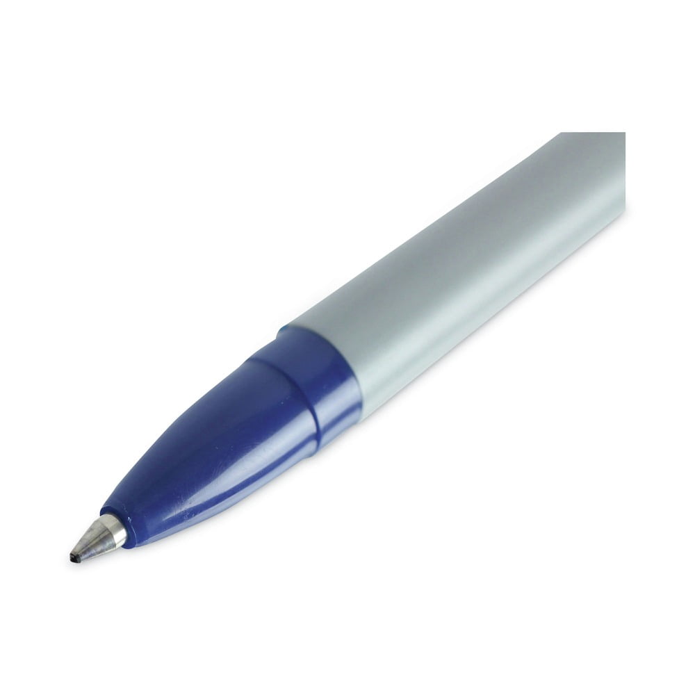 (3 pack) Universal UNV27421 Fine 0.7 mm Stick Ballpoint Pen - Blue Ink, Gray/Blue Barrel (1 Dozen)