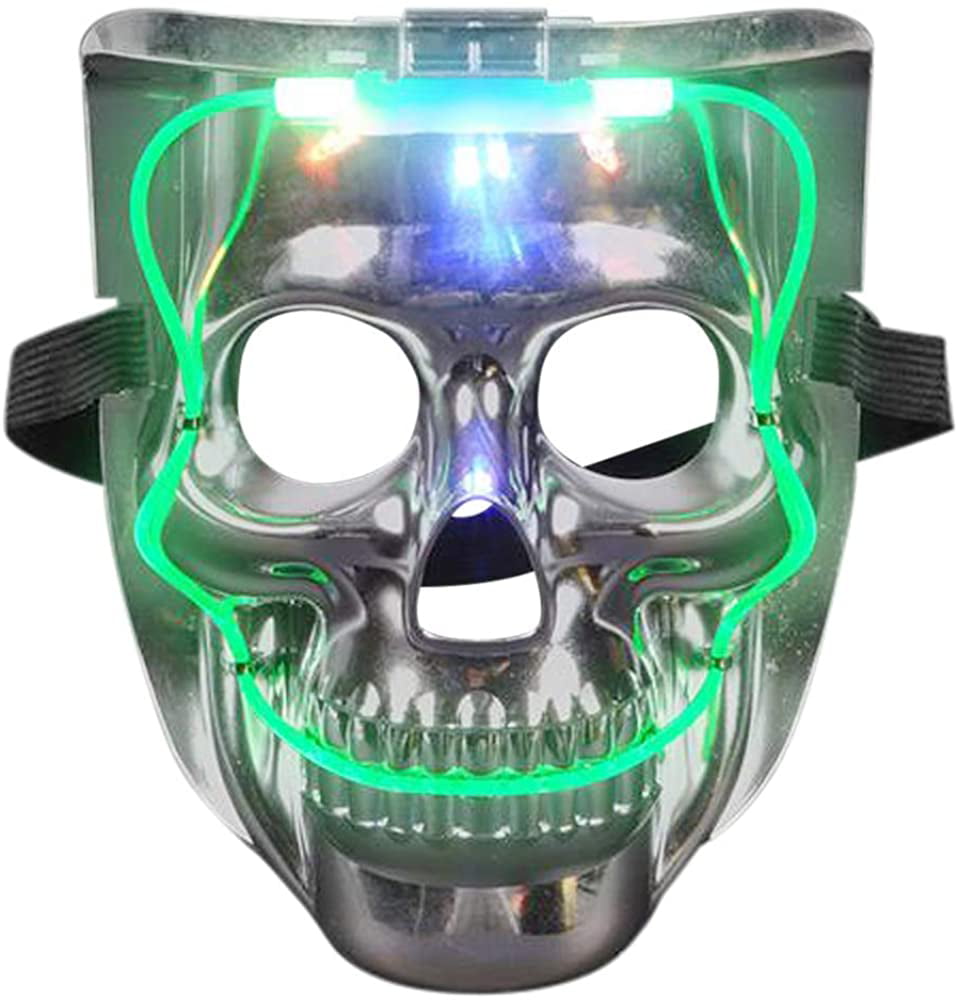 Funny Trick LED Mask Rave Luminous Full Face Light Up Skeleton Cosplay Mask 