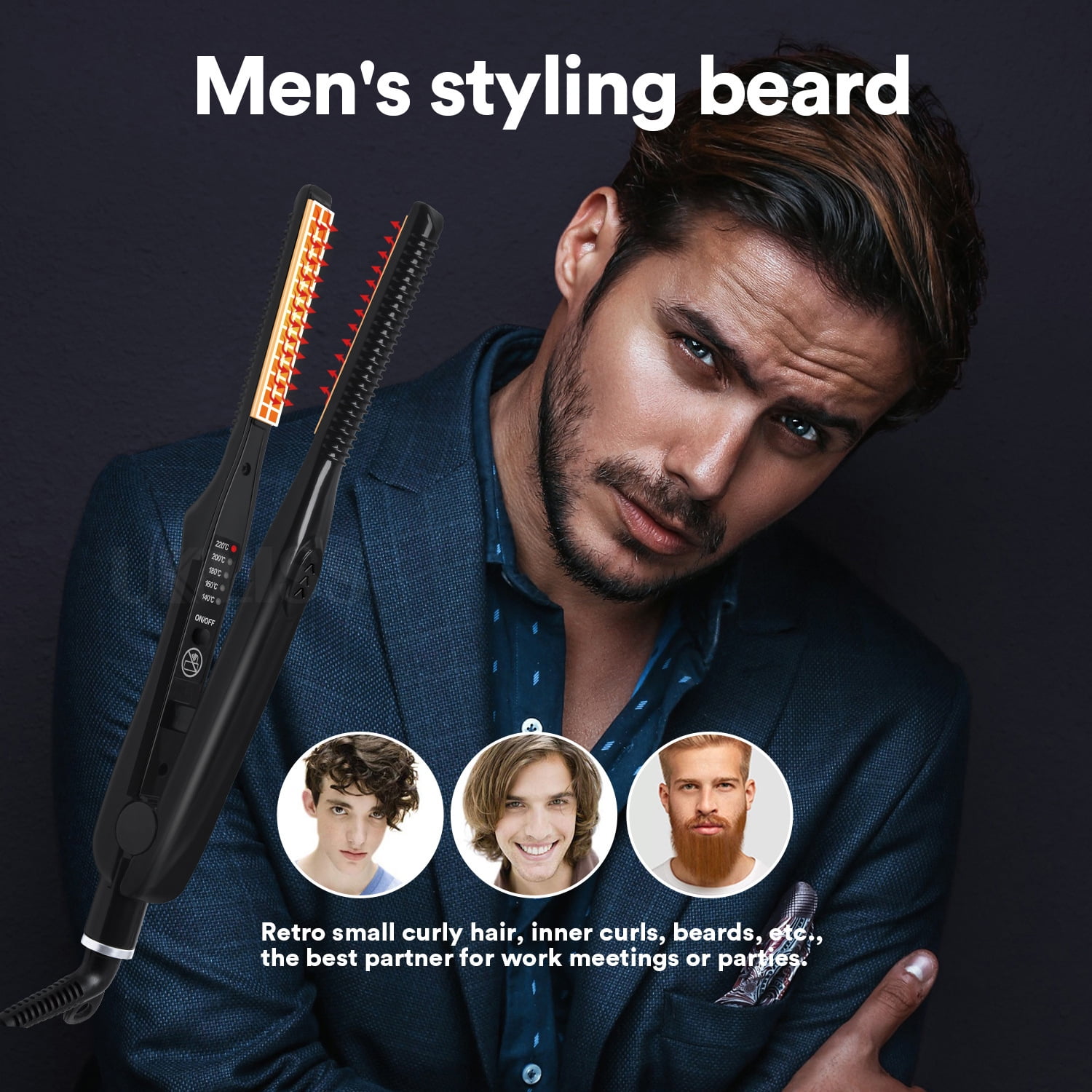 Black Men Beard Straightener For Short Beards Arkam Beard