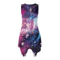 thumbnail image 5 of FUIALDOLG Womens Galaxy Dress Summer Casual Sleeveless Dresses with Pocket Blue Starry Sky Irregular Hem Midi Dress Loose Fit Cocktail Sun Dresses,M, 5 of 7