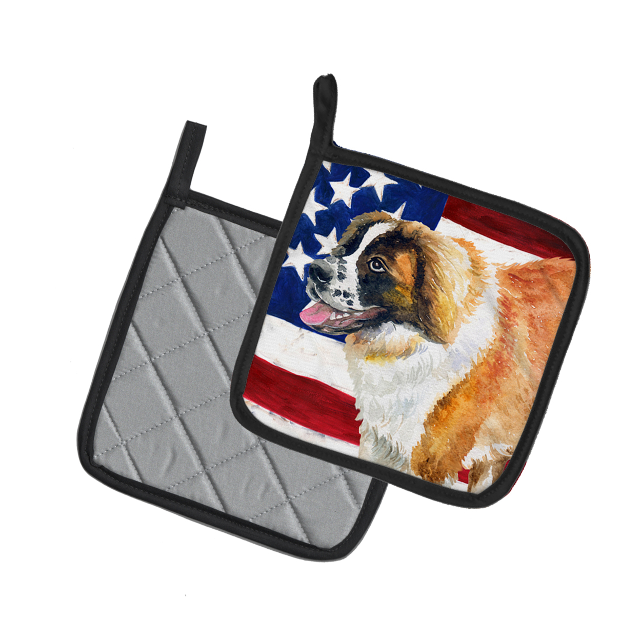 Caroline's Treasures Saint Bernard Patriotic Pair of Pot Holders