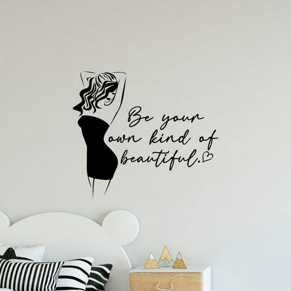 Be Your Own Kind Of Beautiful - Closet Quotes Woman Silhouette Closet Storage Organizer Vinyl Wall Art Decal Sticker Home Closet Area Dressing Room Dressing Area Wardrobe Cabinet Size (22x30 inch)