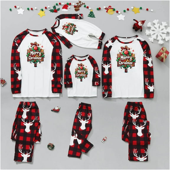 Odeerbi Christmas Pajamas for Family Holiday Long Sleeve Family Christmas Pajamas Matching Sets Toddler Printed Parent Child Loungewear Set Two-Piece Sleepwear Xmas PJs Set Camouflage