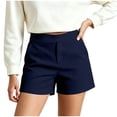 thumbnail image 2 of Qgtaibl Women High Waisted Dress Shorts Casual Slim Fit Work Shorts with Pockets Stretchy Solid Color Dressy Shorts for Daily Wear Navy M, 2 of 6
