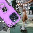 thumbnail image 5 of Compatible for Apple iPhone 15 Pro Case with Tempered Glass Screen Protector,Heavy-Duty Tough Rugged Phone Case Cover with Ring Holder Kickstand for iPhone 15 Pro (6.1", 2023) [Purple/Black], 5 of 13