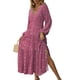 thumbnail image 2 of Vestido de manga larga,Vestido largo para mujer Vestido con abertura lateral en V Vestido largo floral Diseño revolucionario, 2 of 6