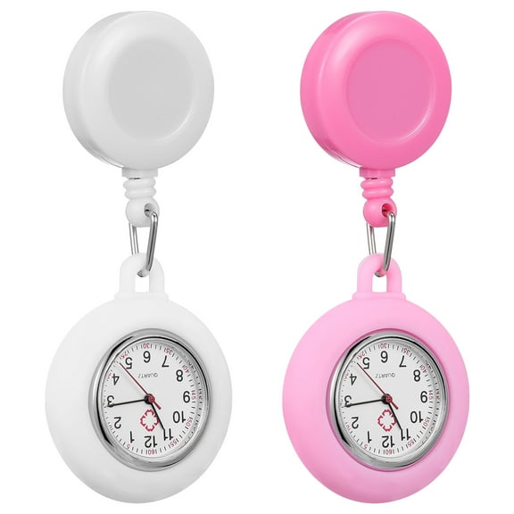 ROSENICE  2 Pcs Retractable Nurses Watch Pocket Clip-on Hospital Miss
