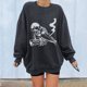 thumbnail image 2 of Sudadera extragrande de lana de manga larga con cuello redondo y estampado de calavera para mujer Fridja  hkj476, 2 of 7