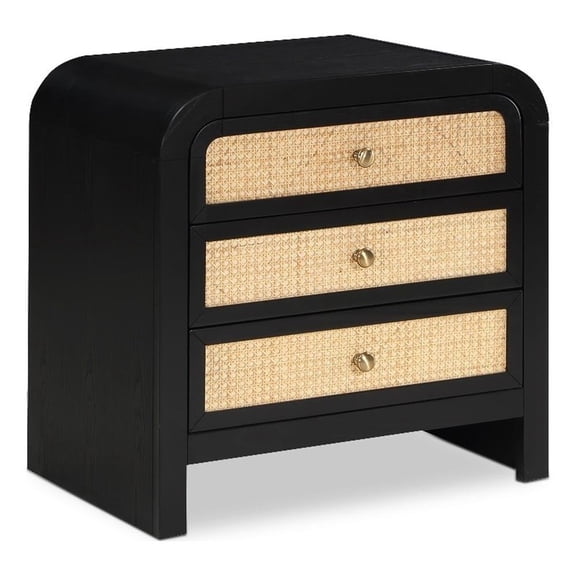 Pemberly Row Modern / Contemporary Ash Wood Black Night Stand