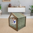 thumbnail image 3 of Tea Party Pet House, Chinese Culture Inspired Tea Time Teapot and Fan Oriental Themed Folkloric Print, Outdoor & Indoor Portable Dog Kennel with Pillow and Cover, 5 Sizes, Reseda Green, by Ambesonne, 3 of 5