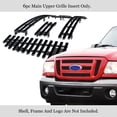 thumbnail image 2 of APS Compatible with Ford Ranger 2006-2012 FX4 XL XLT for 6 Panel Style Main Upper Stainless Steel Black Billet Grille Grill Insert F66027H, 2 of 7
