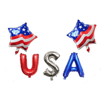 Balloons City Balloon Set USA Letter American Flag Star Fourth of July 5 Count