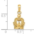 thumbnail image 3 of 14K Yellow Gold Polished Finish 3-Dimensional Beaded Crown Design Charm Pendant, 3 of 5