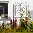 thumbnail image 6 of 2-Pack Brown Metal Garden Trellis - 86.7" Tall Outdoor Plant Support. Rustproof Iron Trellis for Climbing Flowers. Vintage Style for Garden &amp; Patio., 6 of 12
