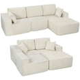 thumbnail image 1 of HOMCOM Modular Sectional Sofa, L Shaped Couch with Deep Seat, Cream White, 1 of 10