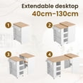 thumbnail image 5 of MELLCOM Extendable Kitchen Island,Mobile with Storage,2 Side Shelves,Suitable as Dining Table,for Dining Room/Open Kitchen/House Bar,21.5x15.7 to 52x21.5 Inch,White, 5 of 5