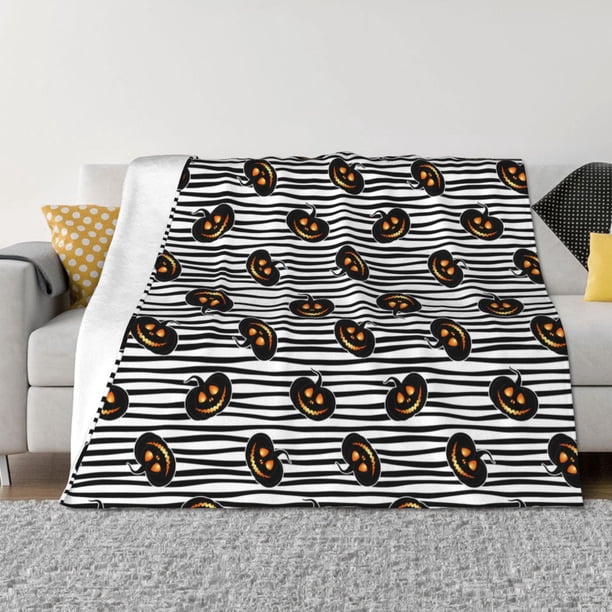 Fotbe Haloween Pumpkins Manta de Franela con Estampado, Manta Ultrasuave para Cama, Sofá, Auto, Hipoalergénica y Antibolitas-80"x60"