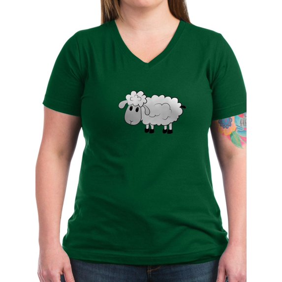 CafePress - Sheep T Shirt - Women's V-Neck Dark T-Shirt