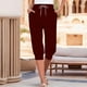 thumbnail image 2 of Pantalones capri casuales de color liso y cintura alta para mujer - Poliéster, diseño con cordón, ajuste cómodo, tallas S-XXL, adecuados para todas las ocasiones, 2 of 6